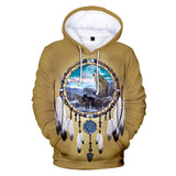 Dreamcatcher Wolf Native American All Over Hoodie - Powwow Store