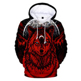 Red Wolf Moon Native American All Over Hoodie - Powwow Store