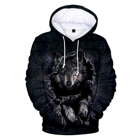 Wolf Black Break 3D Native American All Over Hoodie no link