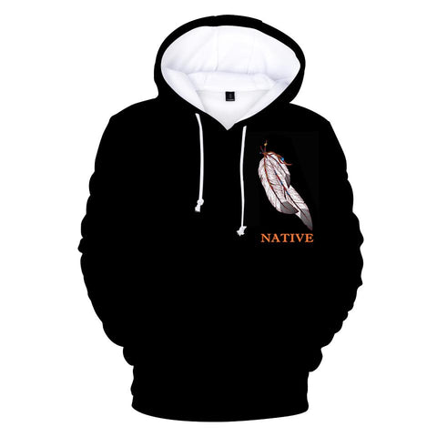 Native American Flag Feather All Over Hoodie