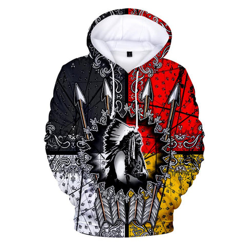 Native American Chief 3D Pullover All Over Hoodie - Powwow Store