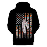 Native American Flag Feather All Over Hoodie - Powwow Store