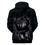 Wolf Black Break 3D Native American All Over Hoodie no link - Powwow Store