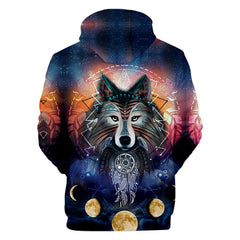 Wolf Tribal Galaxy Native American All Over Hoodie - Powwow Store