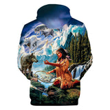 Wolf, Dreamcatcher & Native Women All Over Hoodie - Powwow Store