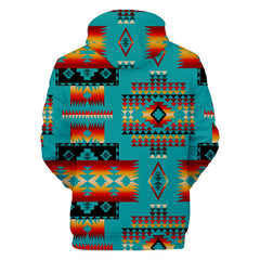 Blue Native Tribes Pattern Native American All Over Hoodie - Powwow Store