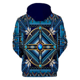 Native American Mandala Pattern Blue All Over Hoodie - Powwow Store