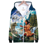 Wolf, Dreamcatcher & Native Women All Over Hoodie - Powwow Store