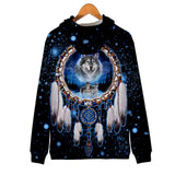 Galaxy Wolf Dreamcatcher Native American All Over Hoodie - Powwow Store