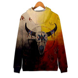 Native American 3D Bison Skull Unique All Over Hoodie - Powwow Store