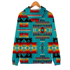 Blue Native Tribes Pattern Native American All Over Hoodie - Powwow Store