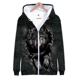 Wolf Black Break 3D Native American All Over Hoodie no link - Powwow Store