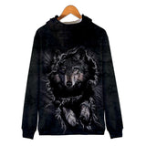 Wolf Black Break 3D Native American All Over Hoodie no link - Powwow Store