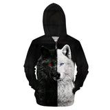 Ying And Yang Native American Wolf 3D Hoodies