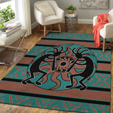 Kokopelli Myth Blue  Native American Rug Area no link - Powwow Store