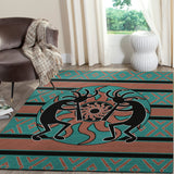 Kokopelli Myth Blue  Native American Rug Area no link