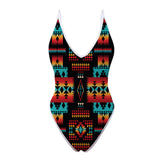 Powwow Store gb nat00046 02 native tribes pattern native american women s one piece high cut swimsuit