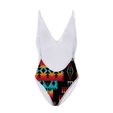 Powwow Store gb nat00046 02 native tribes pattern native american women s one piece high cut swimsuit