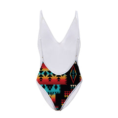 GB-NAT00046-02 Native Tribes Pattern Native American Women’s One Piece High Cut Swimsuit - Powwow Store