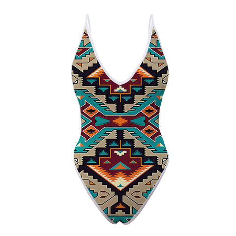 Powwow Store gb nat00016 native american culture design women s one piece high cut swimsuit