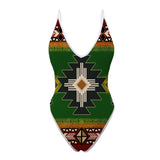 Powwow Store gb nat0001 01 southwest green symbol native american women s one piece high cut swimsuit