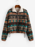 Tribal Print Plaid Faux Fur Lined  Vintage Jacket - Powwow Store