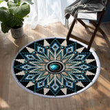 Naumaddic Arts Black Native American Design Round Carpet