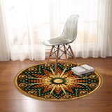 Naumaddic Arts Brown Native American Design Round Carpet - Powwow Store