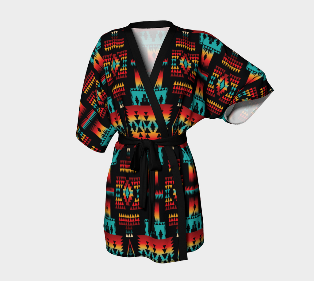 Black Native Tribes Pattern Native American Kimono Robe