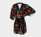 Black Native Tribes Pattern Native American Kimono Robe - Powwow Store