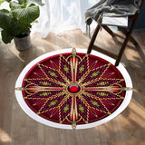 Naumaddic Arts Red Stone Native American Design Round Carpet