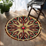 Naumaddic Arts Red Stone & Dark Gray Native American Design Round Carpet