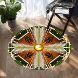Naumaddic Arts Green Native American Design Round Carpet