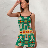 Powwow Store gb nat00062 08 light green tribe design fitted slip dress