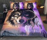 Two Colors Wolf  Dreamcatcher Native American Bedding Set no link - Powwow Store