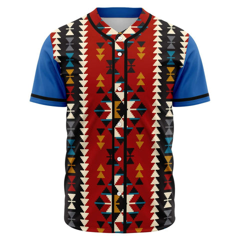 Tribal Seamless Geometric Native American Baseball Jersey - Powwow Store