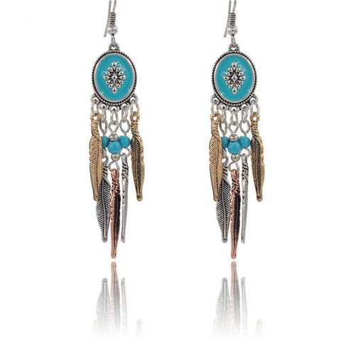 Ethnic Feather Earrings Native American Jewelry - Powwow Store