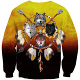 Wolves Warriors Native American Design 3D Sweatshirt