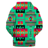 NAT00046-3HOO-05 Light Green Native Tribes Pattern Native American All Over Hoodie
