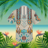 GB-NAT00069 Turquoise Blue Pattern Breastplate Native American Hawaiian Shirt 3D
