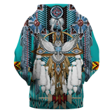 HD00029  Pattern Blue Thunderbird Native 3D Hoodie