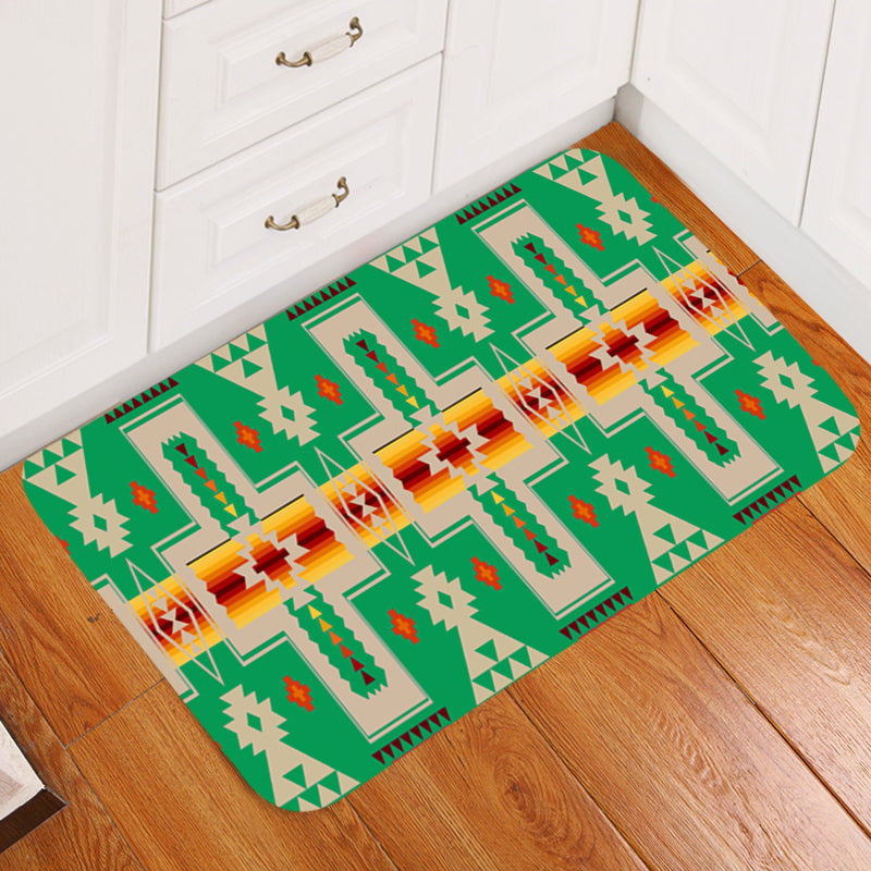 GB-NAT00062-06  Light Green Tribe Design Native American Doormat