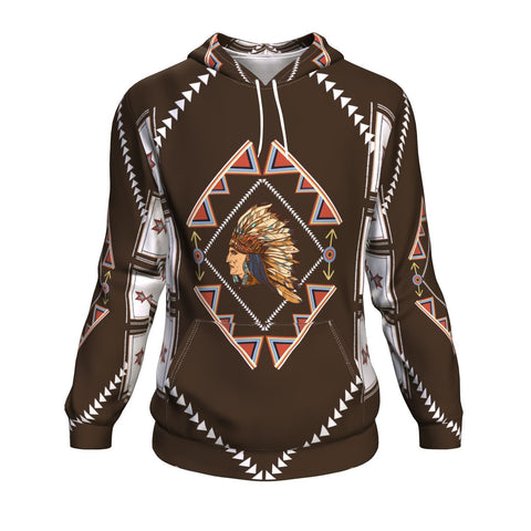 Chief Arrow Brown Native American All Over Hoodie - ProudThunderbird