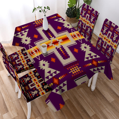 GB-NAT00062-09 Purrple Tribe Design Native American Tablecloth