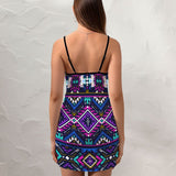 Powwow Store gb nat00380 purple tribe pattern fitted slip dress