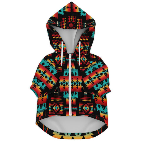 Black Native Tribes Pattern Native American Fashion Dog Zip-Up Hoodie - Powwow Store