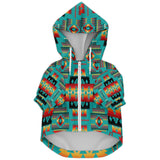 Blue Native Tribes Pattern Native American Fashion Dog Zip-Up Hoodie - Powwow Store