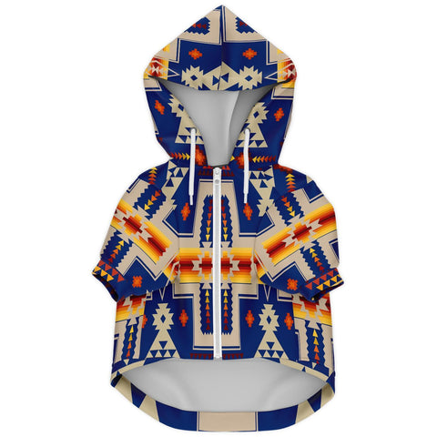 Blue Tribe Border Native American Fashion Dog Zip-Up Hoodie - Powwow Store