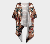 Orange Coloful Design Native American Draped Kimono