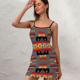 Powwow Store gb nat00046 11 gray tribe pattern native american fitted slip dress